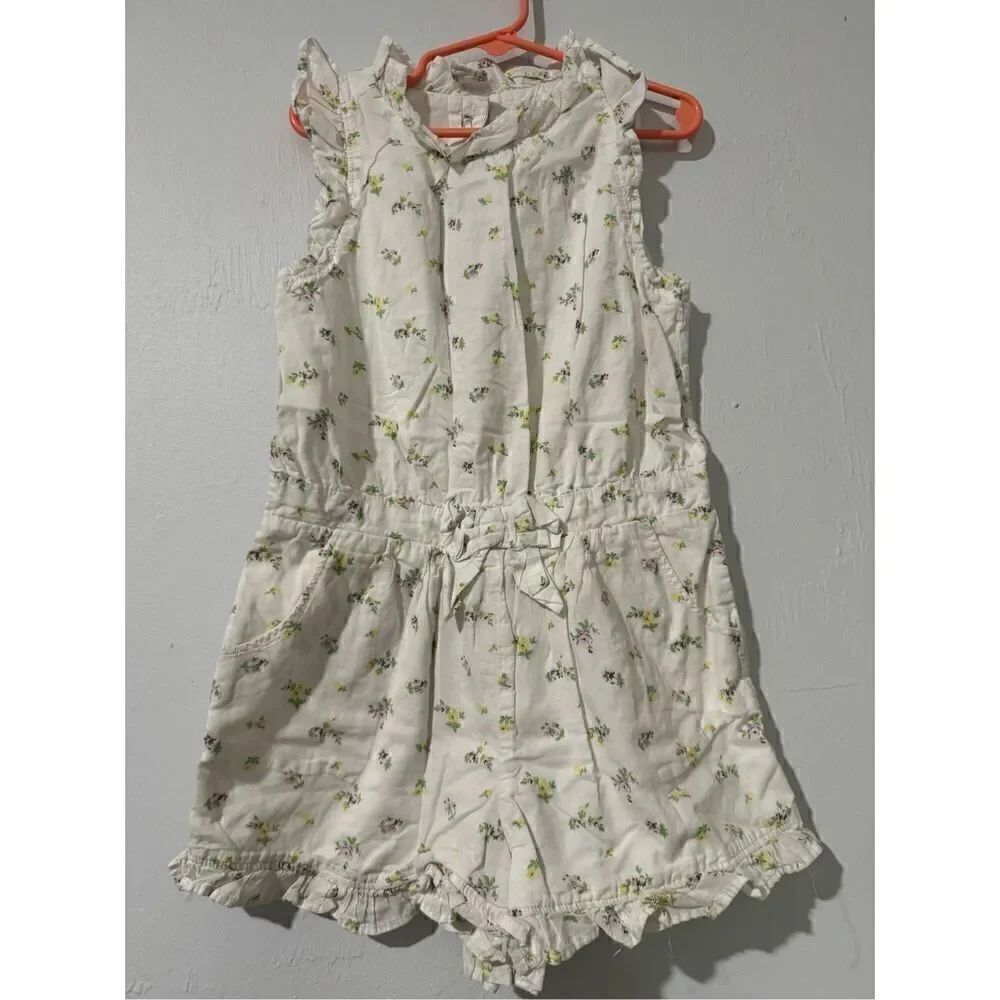 Janie and Jack Among the flowers floral bow belt short romper 8